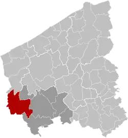 Location of Poperinge in West Flanders