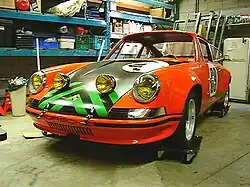 Porsche 911 with selective yellow lights