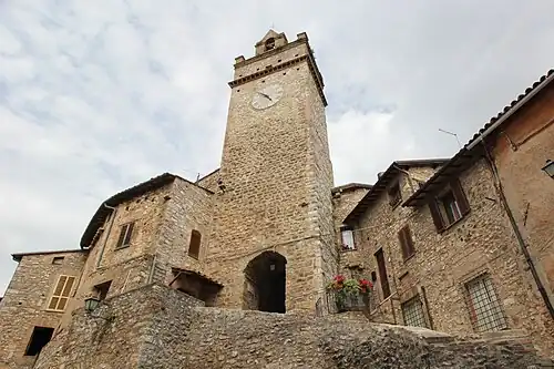 Medieval clock tower and arched gateway