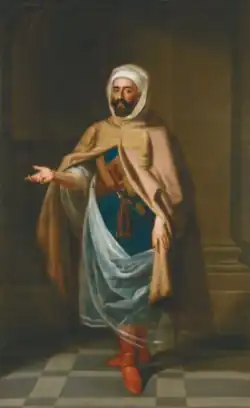 Image 22Portrait of his excellency Mohamed Ben Ali abgali with Al sulham, ambassador of the King of Morocco to the court of Saint James. August 1725. (from Culture of Morocco)