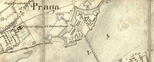 City plan from 1809. Olszowa Street within Napoleonic fortifications