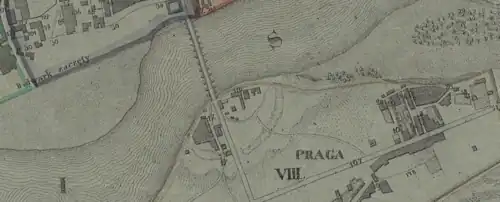 City plan from 1827. Olszowa Street listed as no. 116 in the legend. Remnants of fortifications visible