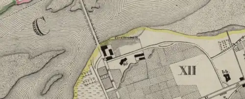 City plan from 1850, before the construction of the Kierbedź Bridge