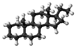 Ball-and-stick model of the pregnane molecule