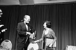 President Gerald Ford (left) with White House Correspondent Helen Thomas at the 1975 Dinner