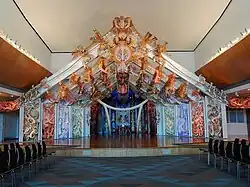 The wharenui (meeting house) of the marae