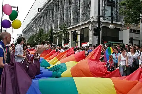 Pride in London 2008, the 100&nbsp;m rainbow flag