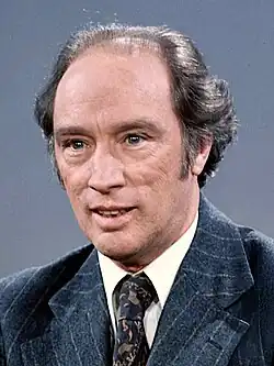 A black and white photograph of Trudeau