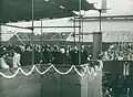 Princess Elizabeth watching the tanker British Princess sliding down the ways at the shipyard of Sir James Laing & Sons Ltd, Deptford, Sunderland, 30 April 1946