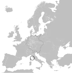 Location of the Principality of Elba within Europe