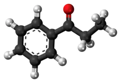 Ball-and-stick model of the propiophenone molecule