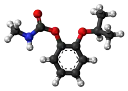 Ball-and-stick model of the propoxur molecule