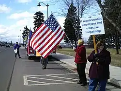 Photograph of some Walker protesters.