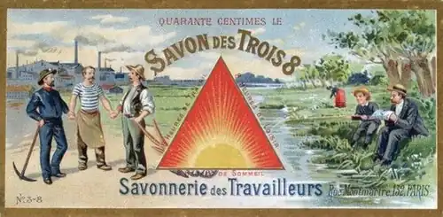 French: Savon des Trois 8, lit. 'Soap of the Three 8'