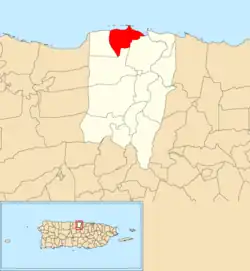 Location of Puerto Nuevo within the municipality of Vega Baja shown in red