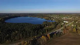 Aerial view of Misso and Lake Pulli