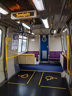 EMU passenger information display of next stop.