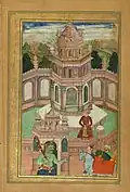Bahram Gur visiting the Princess of Arabia in the Brown Pavilion