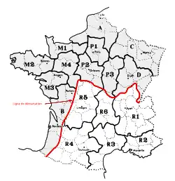 Map of the geographical organization of the French Resistance.