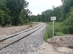 The start of the line from Lure station, renovated during the construction of the first phase of the eastern branch of the Rhine-Rhône high-speed rail line.