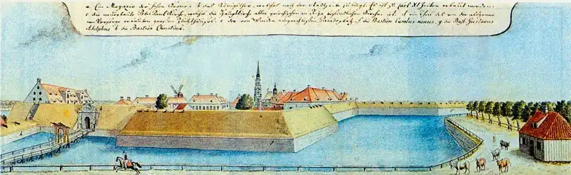 View of the Citadel from the city in the late 18th century. Drawing by Johann Christoph Brotze