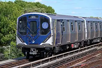 A rapid transit of NYC Subway train in New York City