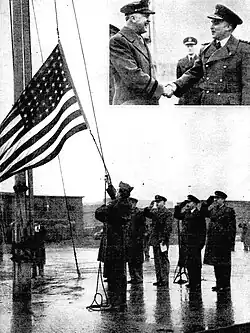 The US flag comes down for the last time at RAF Honington in February 1946