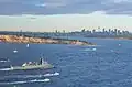 KD Jebat entering Sydney harbour for the Sydney International Fleet Review 2013.