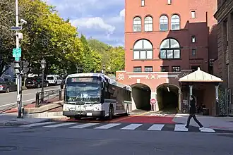 A bus emerges from the west portal in 2025.