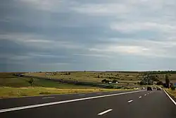 DN2 in Buzău County, at the "Comisoaia Cross". Here the road is an undivided two-lane road.