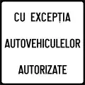 Except authorized motor vehicles