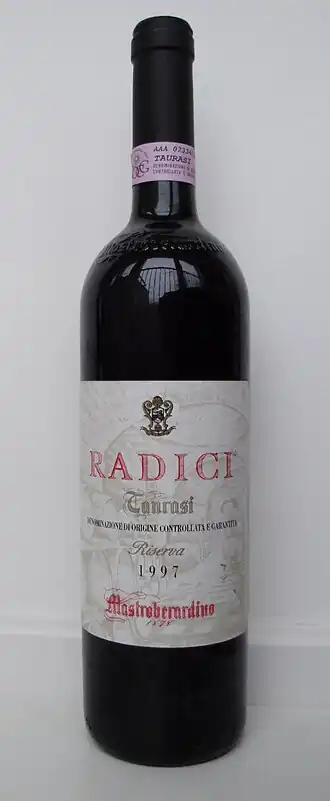 A bottle of Taurasi Riserva from producer Mastroberardino