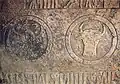 Radu Mihnea's tombstone with the coats of arms of Wallachia and Moldavia (detail)