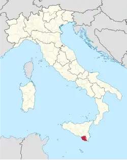 Location of the province of Ragusa in Italy