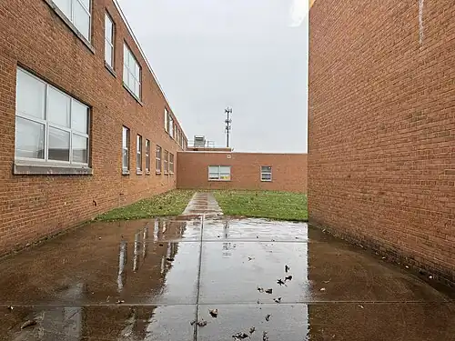 One of the many courtyards on a rainy day