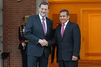 Prime Minister Mariano Rajoy and President Ollanta Humala in Madrid; 2012.