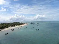 Aerial view of the Rameswaram island from Pamban Bridge in Tamil Nadu, India