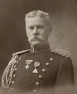 1906 sepia toned head and shoulders photo of Brigadier General Ramsay D. Potts in dress uniform