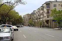 By the Jazz Center of Baku, intersection of 28 May Street in the distance