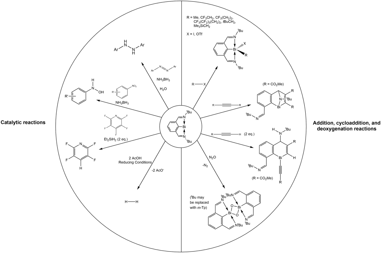 Summary of the reactivity of Dostál's bismuthinidene.