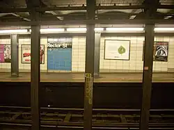 Slant of the platform, this station being on a grade