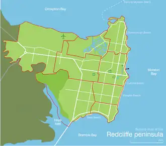 Suburb map of the Redcliffe peninsula