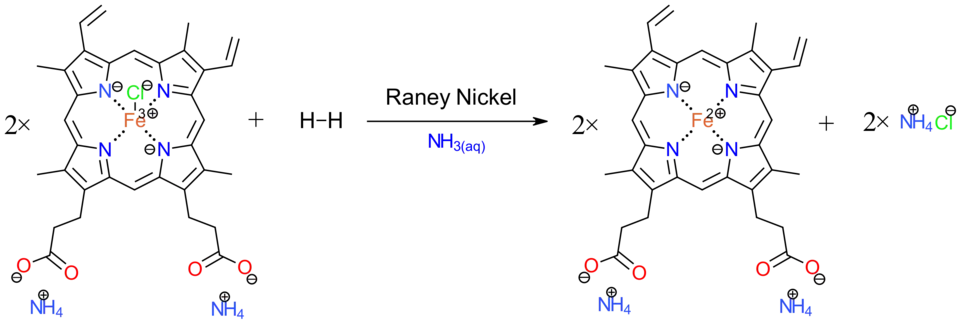 Reduction of Hemin with raney nickel