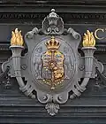 Ancient Danish coats of arms at a shop in Bredgade