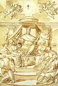 Francesco Paglia, Venice honored by Brescia and the cities of the Republic, pen and watercolor on paper, 1683.[65]
