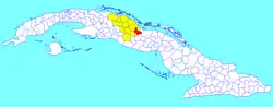 Remedios municipality (red) within Villa Clara Province (yellow) and Cuba