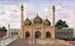 Painting of the mosque, published in Reminiscences of Imperial Delhi, 1843