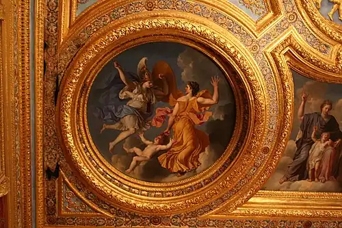 Wisdom casting out Calumny, Baroque painting by Noël Coypel, c. 1656–1666, Palais du Parlement de Bretagne, Rennes, France