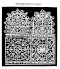 Pattern for reticella or point couppe from Vinciolo's Les Singuliers et Nouveaux Pourtaicts, 1609 reprint of 1587 edition.