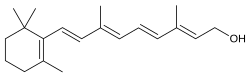 2D representation of the chemical structure of retinol .